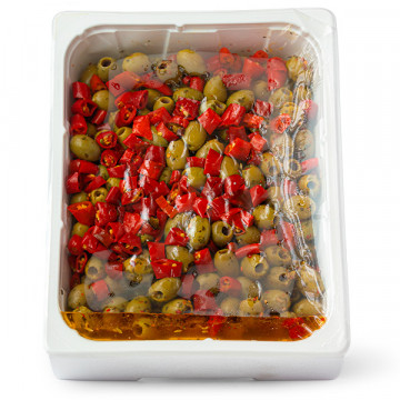Spicy pitted green olives -...